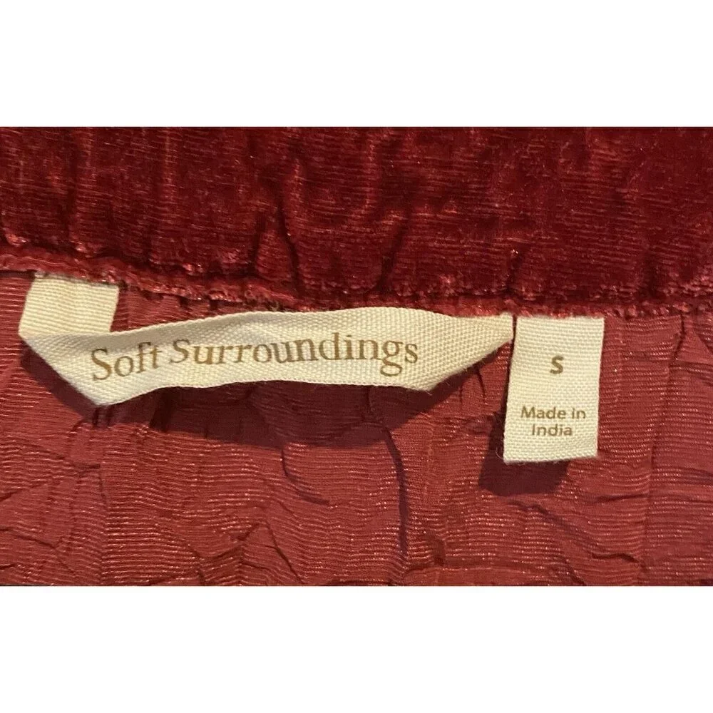 Soft Surroundings Jacket Womens Small Red Crushed Velvet Sequin Beaded Luxury